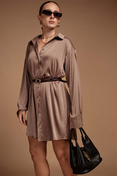 Satin Shirt Dress